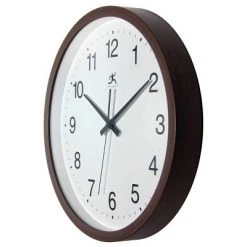 14" Wall Clock with Walnut Finish Brown - Infinity Instruments