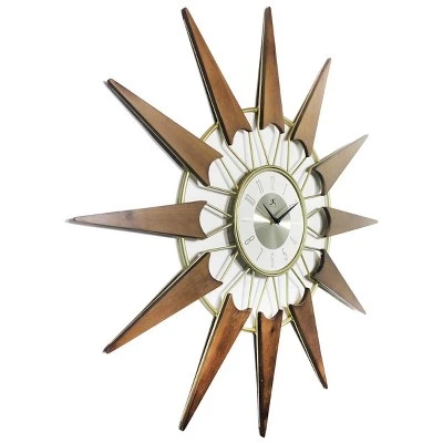 31" Nova Walnut Wall Clock Gold - Infinity Instruments 4 31" Nova Walnut Wall Clock Gold - Infinity Instruments - Image 2