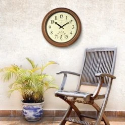 AcuRite 18" Metal Outdoor/Indoor Atomic Wall Clock with Thermometer - Copper Finish