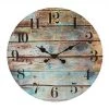 Round Rustic Wooden Wall Clock Blue - Stonebriar Collection -Clocks Shop unnamed file 1154