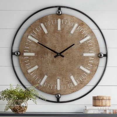 River Parks Studio Delaney Matte Black and Brown 28 1/4" Round Wall Clock 3 River Parks Studio Delaney Matte Black and Brown 28 1/4" Round Wall Clock
