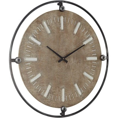 River Parks Studio Delaney Matte Black and Brown 28 1/4" Round Wall Clock 5 River Parks Studio Delaney Matte Black and Brown 28 1/4" Round Wall Clock - Image 3