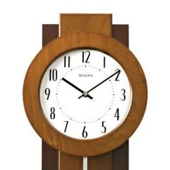 Bulova Clocks C3383 Avent 23 Inch 2 Tone Walnut and Mahogany Pendulum Wall Clock