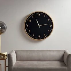 Watson Round Clock Black/Gold - Martha Stewart
