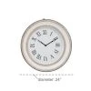 Olivia & May 24" x 24" Large Round Metal and Wood Wall Clock with Roman Numerals White/Gray - Olivia & May -Clocks Shop unnamed file 1228