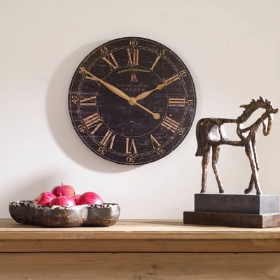 London Decorative Wall Clock Distressed Black - Uttermost 4 London Decorative Wall Clock Distressed Black - Uttermost - Image 2