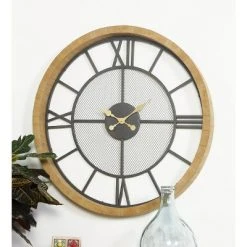 Olivia & May Contemporary Wood and Iron Analog Wall Clock - Olivia & May