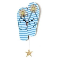 The Lakeside Collection Lakeside Striped Flip Flops Hanging Pendulum Wall Clock - Tropical Indoor Accent