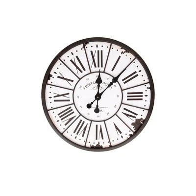 24" Round Metal & Wood Wall Clock White - 3R Studios 3 24" Round Metal & Wood Wall Clock White - 3R Studios
