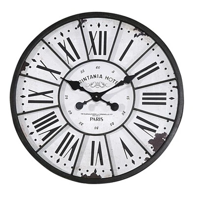 24" Round Metal & Wood Wall Clock White - 3R Studios 4 24" Round Metal & Wood Wall Clock White - 3R Studios - Image 2