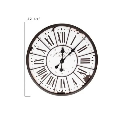 24" Round Metal & Wood Wall Clock White - 3R Studios 5 24" Round Metal & Wood Wall Clock White - 3R Studios - Image 3
