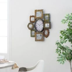 Olivia & May 25 Traditional Iron Wall Clock with Assorted Photo Frames - Olivia & May