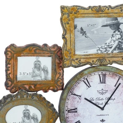 Olivia & May 25 Traditional Iron Wall Clock with Assorted Photo Frames - Olivia & May 7 Olivia & May 25 Traditional Iron Wall Clock with Assorted Photo Frames - Olivia & May - Image 5