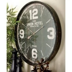 Olivia & May 35" x 35"Large Round Wall Clock with Numbers Black/White - Olivia & May