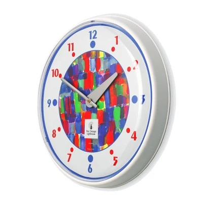 The Chicago Lighthouse 12.75" x 1.5" Watercolor Paints Children's Decorative Wall Clock White Frame - By Chicago Lighthouse 3 The Chicago Lighthouse 12.75" x 1.5" Watercolor Paints Children's Decorative Wall Clock White Frame - By Chicago Lighthouse