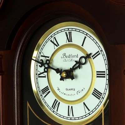 Bedford Clocks Bedford Clock Collection 26.5 Inch Chiming Pendulum Wall Clock in Colonial Mahogany Cherry Oak Finish 5 Bedford Clocks Bedford Clock Collection 26.5 Inch Chiming Pendulum Wall Clock in Colonial Mahogany Cherry Oak Finish - Image 3