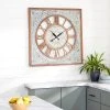 Olivia & May 36" x 36" Extra Large Square Metal Textured Pattern Wall Clock with Wood Carved Center and Frame - Olivia & May 1 Olivia & May 36" x 36" Extra Large Square Metal Textured Pattern Wall Clock with Wood Carved Center and Frame - Olivia & May -Clocks Shop unnamed file 1338