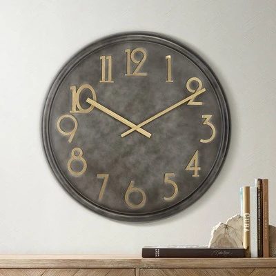 River Parks Studio Parker 35 3/4" Wide Black Metal Wall Clock with Gold Numbers 3 River Parks Studio Parker 35 3/4" Wide Black Metal Wall Clock with Gold Numbers