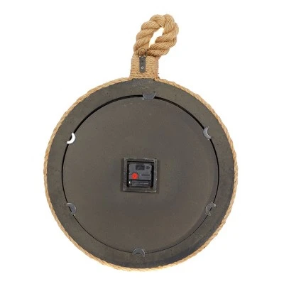 Olivia & May 27" x 19" Coastal Hemp Rope Framed Round Wall Clock - Olivia & May 5 Olivia & May 27" x 19" Coastal Hemp Rope Framed Round Wall Clock - Olivia & May - Image 3