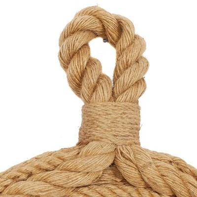 Olivia & May 27" x 19" Coastal Hemp Rope Framed Round Wall Clock - Olivia & May 7 Olivia & May 27" x 19" Coastal Hemp Rope Framed Round Wall Clock - Olivia & May - Image 5