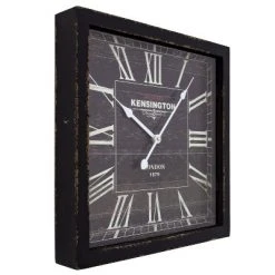 15¾" Square Wall Clock Distressed Brown - Yosemite Home Decor