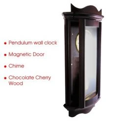 Bedford Clocks Bedford Clock Collection 25 Inch Chiming Pendulum Wall Clock in Weathered Chocolate Cherry Finish