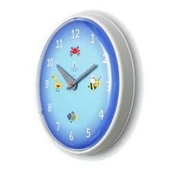 The Chicago Lighthouse 12.75" x 1.5" Blue Planet Children's Wall Clock Decorative Wall Clock White Frame - By Chicago Lighthouse