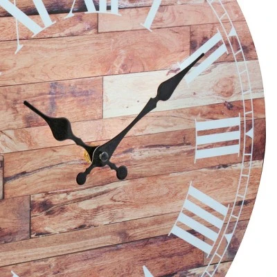 14" Wooden Roman Numeral Wall Clock Light Brown - Stonebriar Collection 5 14" Wooden Roman Numeral Wall Clock Light Brown - Stonebriar Collection - Image 3