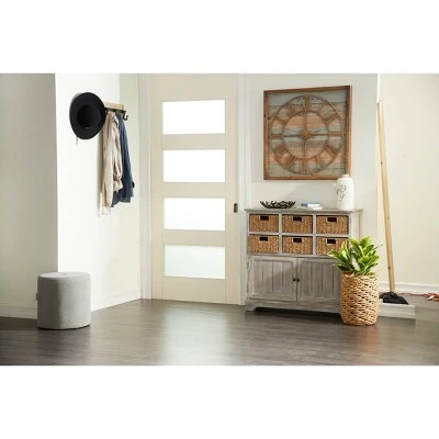 Olivia & May 30" x 30" Extra Large Square Striped Wood Wall Clock with Roman Numerals - Olivia & May 5 Olivia & May 30" x 30" Extra Large Square Striped Wood Wall Clock with Roman Numerals - Olivia & May - Image 3