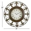 Olivia & May 38" x 38" Traditional Large Round Metal Fleur De Lis Wall Clock with Roman Numerals Brown - Olivia & May -Clocks Shop unnamed file 1435