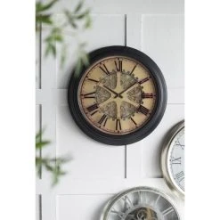 A&B Home 26" Classic Round Gears Wall Clock Black - A&B Home