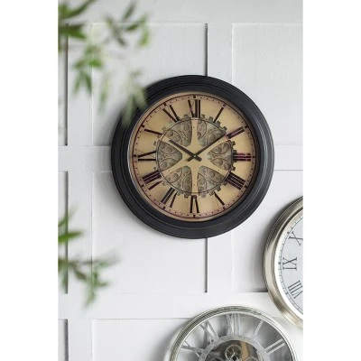 A&B Home 26" Classic Round Gears Wall Clock Black - A&B Home 3 A&B Home 26" Classic Round Gears Wall Clock Black - A&B Home