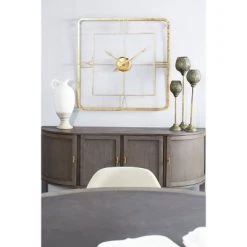 Olivia & May 35.5" x 35.5" Extra Large Square Wall Clock with Roman Numerals Gold - Olivia & May