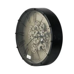 A&B Home 18" Round Roman Numeral Gear Wall Clock Black - A&B Home
