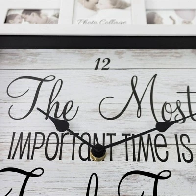 Farmhouse Shabby Chic 'Family Time' Picture Frame Collage Wall Clock White - Crystal Art Gallery 4 Farmhouse Shabby Chic 'Family Time' Picture Frame Collage Wall Clock White - Crystal Art Gallery - Image 2