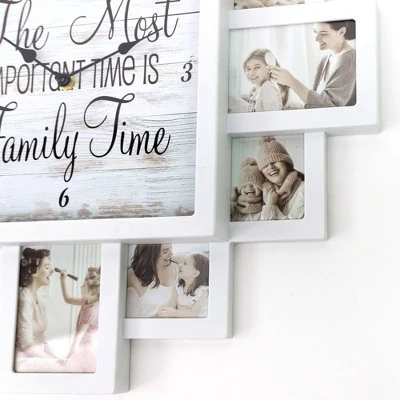Farmhouse Shabby Chic 'Family Time' Picture Frame Collage Wall Clock White - Crystal Art Gallery 6 Farmhouse Shabby Chic 'Family Time' Picture Frame Collage Wall Clock White - Crystal Art Gallery - Image 4