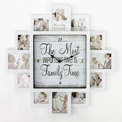 Farmhouse Shabby Chic 'Family Time' Picture Frame Collage Wall Clock White - Crystal Art Gallery 7 Farmhouse Shabby Chic 'Family Time' Picture Frame Collage Wall Clock White - Crystal Art Gallery - Image 5