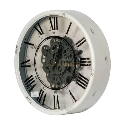 A&B Home 16.5" Round Vintage Gear Wall Clock White - A&B Home 3 A&B Home 16.5" Round Vintage Gear Wall Clock White - A&B Home