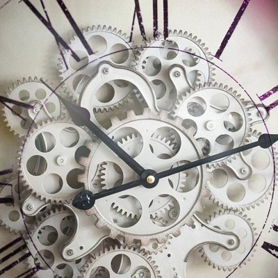 A&B Home 16.5" Round Vintage Gear Wall Clock White - A&B Home 8 A&B Home 16.5" Round Vintage Gear Wall Clock White - A&B Home - Image 6