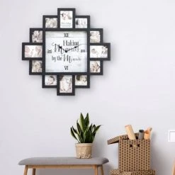 Memories by the Minute' Picture Frame Collage Wall Clock Black - Crystal Art Gallery