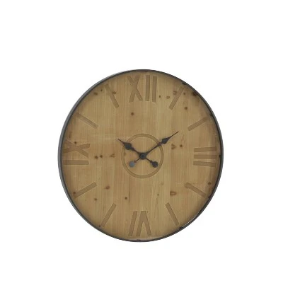 Olivia & May 32" Rustic Wall Clock Black - Olivia & May 4 Olivia & May 32" Rustic Wall Clock Black - Olivia & May - Image 2