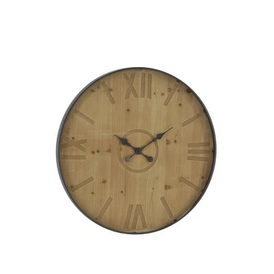 Olivia & May 32" Rustic Wall Clock Black - Olivia & May 5 Olivia & May 32" Rustic Wall Clock Black - Olivia & May - Image 3
