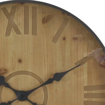 Olivia & May 32" Rustic Wall Clock Black - Olivia & May 6 Olivia & May 32" Rustic Wall Clock Black - Olivia & May - Image 4