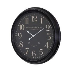 25" Round Iron Wall Clock Black - Yosemite Home Decor