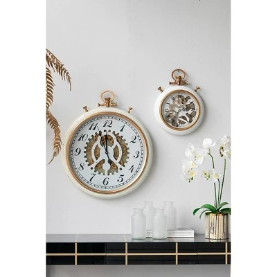 A&B Home 20.5" Urban Industrial Wall Clock White Gold - A&B Home 5 A&B Home 20.5" Urban Industrial Wall Clock White Gold - A&B Home - Image 3