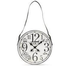 Lone Elm Studios 18.7-inch Diameter Battery-Operated White Washed Clock