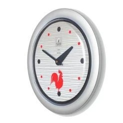The Chicago Lighthouse 14" x 1.8" Morning Rooster Decorative Wall Clock Silver Frame - By Chicago Lighthouse