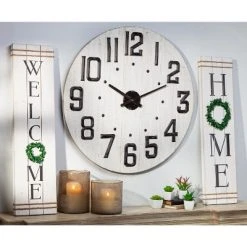 Lone Elm Studios 29.25-inch diameter Wood Modern Farm House Clock