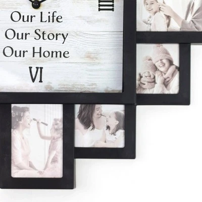 Farmhouse Shabby Chic 'This Is Us' Picture Frame Collage Wall Clock Black - Crystal Art Gallery 5 Farmhouse Shabby Chic 'This Is Us' Picture Frame Collage Wall Clock Black - Crystal Art Gallery - Image 3