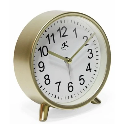 6" Tabletop Alarm Clock Matte Gold - Infinity Instruments 3 6" Tabletop Alarm Clock Matte Gold - Infinity Instruments